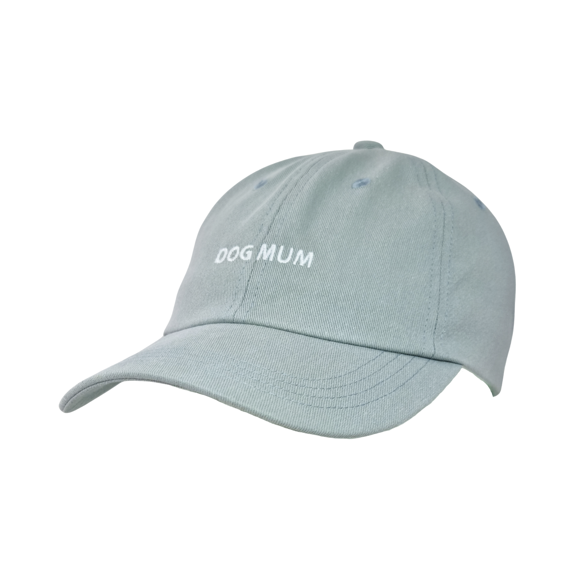 Image of Light blue Caps with “DOG MUM” embroidered in white—a perfect accessory for dog lovers.