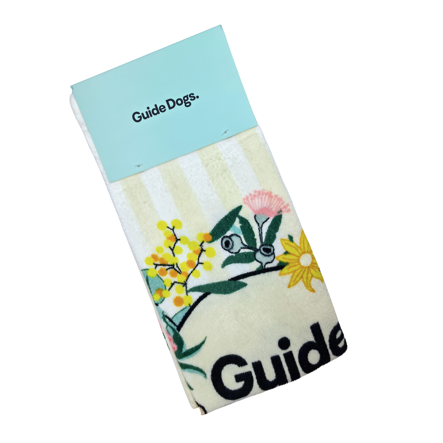 Image of floral design product with 'Guide Dogs' branding on a white background