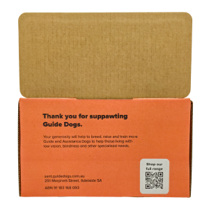 Image of Starter Fundraising Box: open it to find a thank-you message and QR code on the orange inner flap.