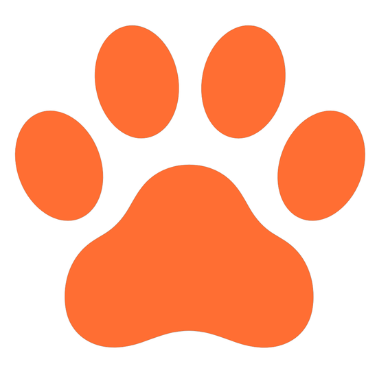 Image of an orange paw print on white.